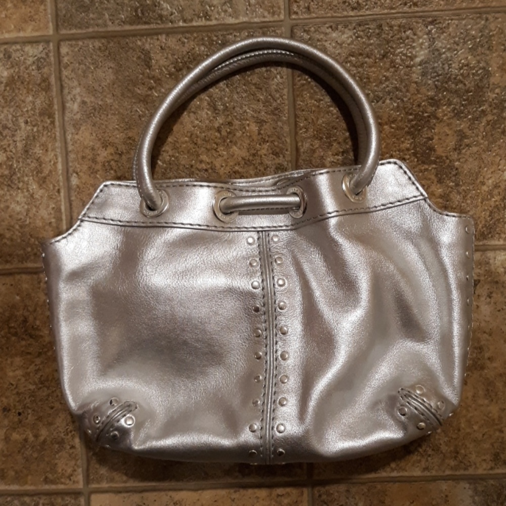 Michael Kors Studded Metallic Leather Tote Bag.